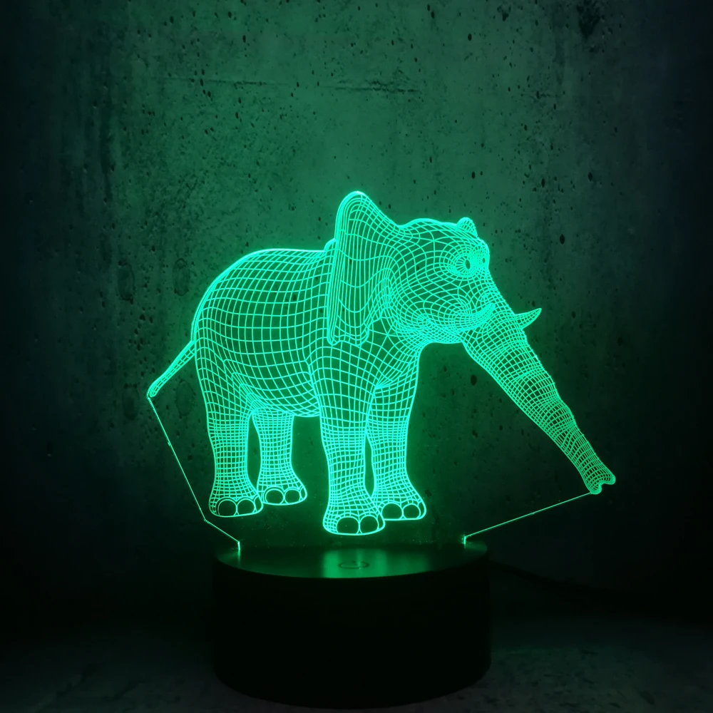 3D Таиланд Слон USB Иллюзия Светодиодная лампа в виде животных ночник светильник