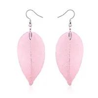 Pink Leaf 6 цветов настоящие листья длинные кисточки Висячие серьги для женщин модные роскошные в форме листа, в стиле бохо висячие серьги на день рождения ювелирные изделия Z4 - Окраска металла: Pink Leaf