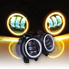4 дюйма светодиодные противотуманные фары 4 дюйма Желтый Янтарный Halo Кольцо DRL для Jeep Wrangler 97-17 JK TJ LJ внедорожные противотуманные фары