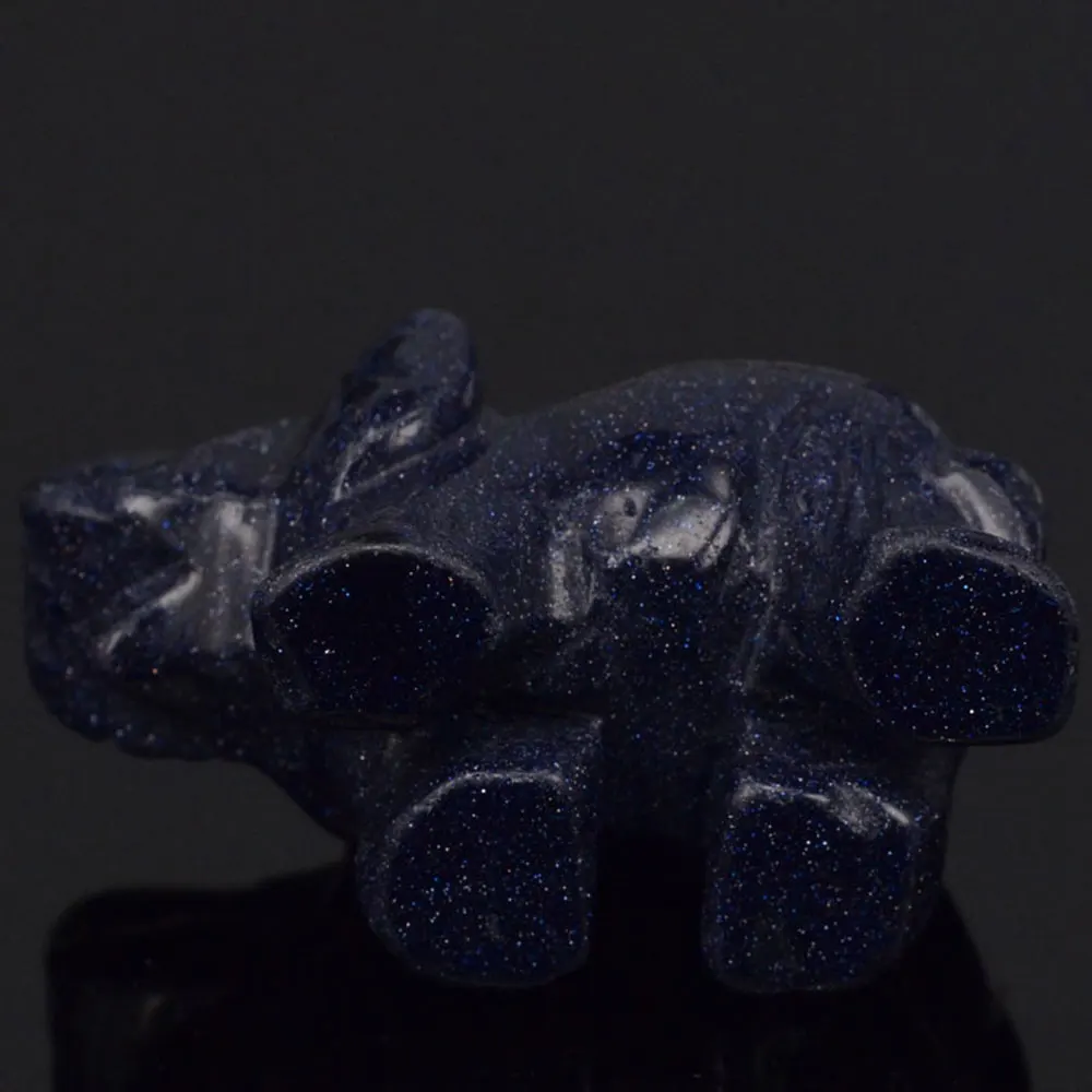 Голубой золотой камень песок слон резная фигурка каменная чакра