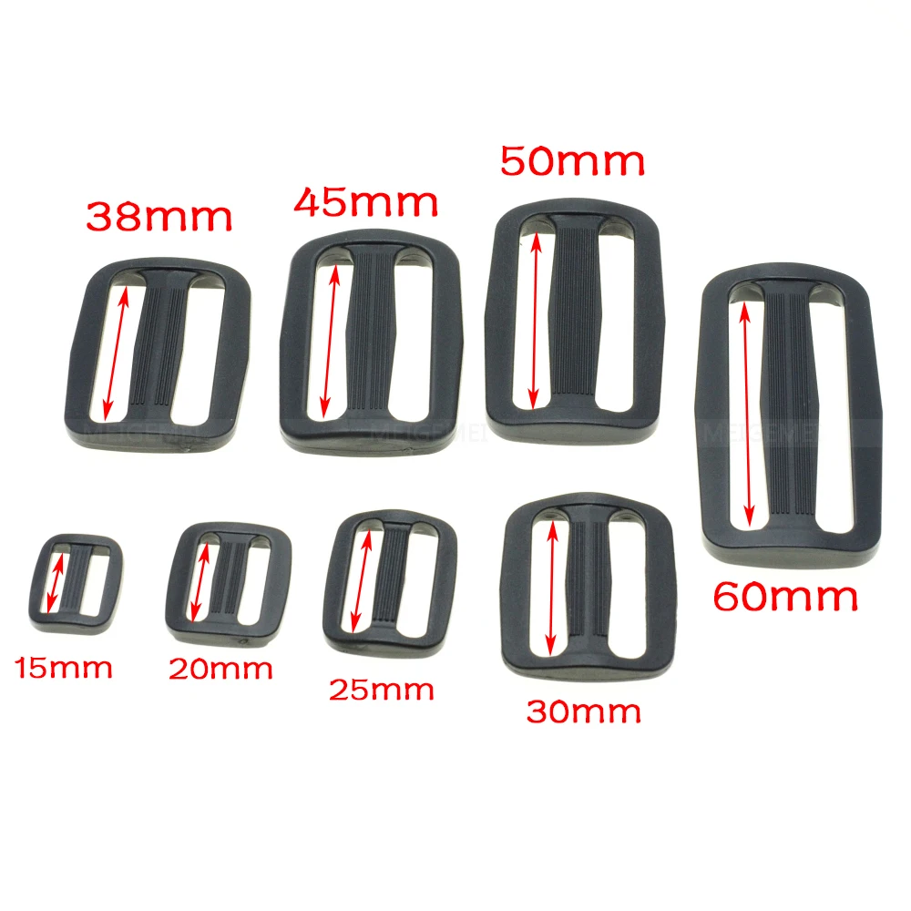 

5pcs Plastic Black Curve Tri-Glide Slider Adjustable Buckle for Bags Webbing