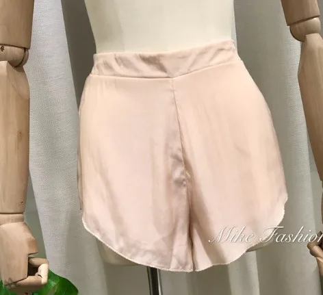 2019 New Spring Pure Color Loose Belt Long-sleeved Blouse Shirt + Wide Leg Shorts Two-piece Lady Girls Casual Suit |