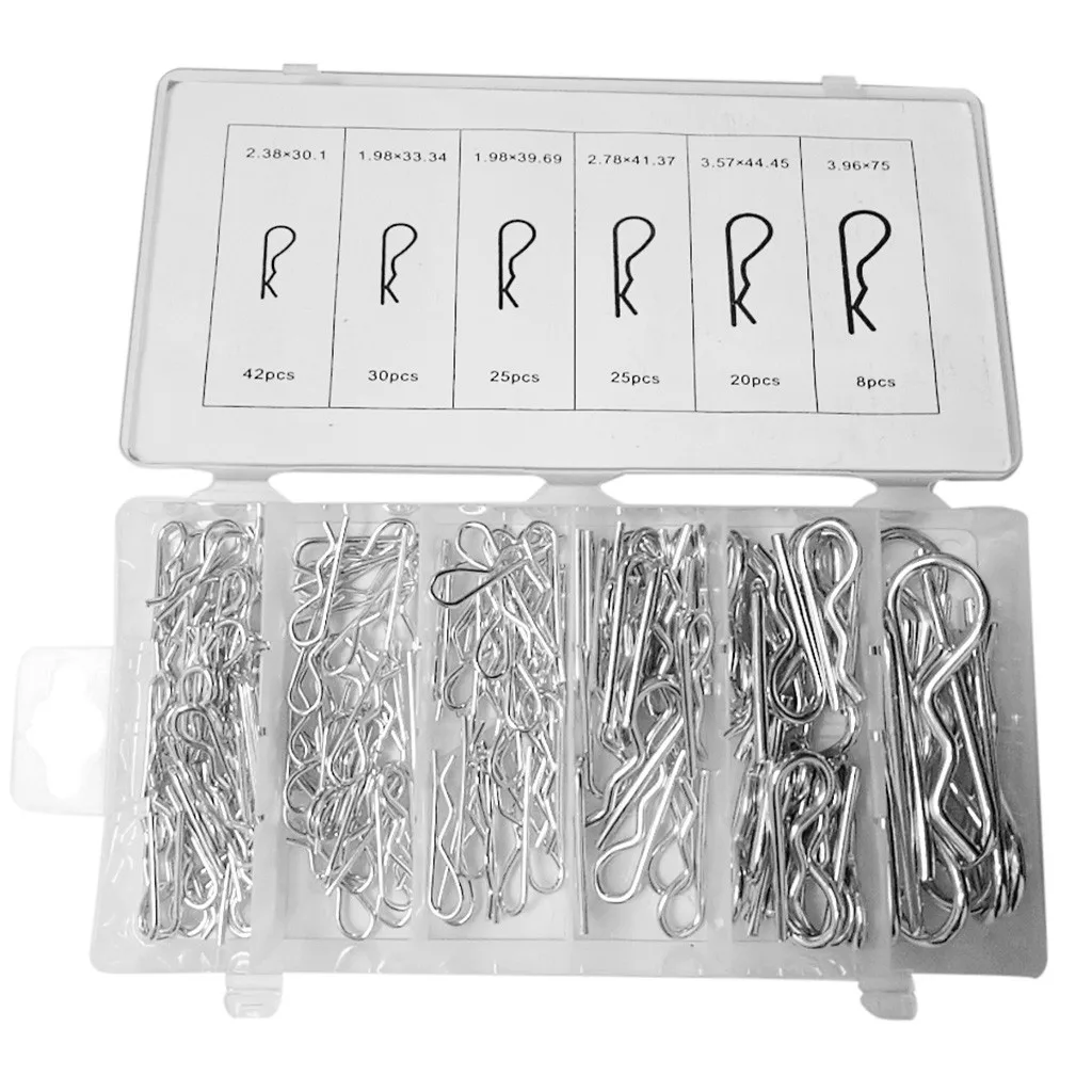 150 шт. R Тип штифт Серебряная углеродистая сталь в Mechenical Hair Cotter Pin тракторный зажим