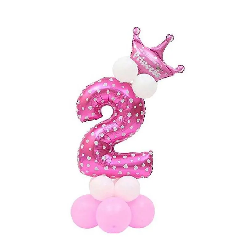 

8SEASON 2st Birthday Blue Pink Latex Letter Balloon BabyShower Boy Girl Confetti Balloons Star Happy Birthday Banner Party Favor