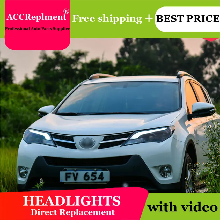 car styling For RAV4 headlights U angel eyes 2013-2015 LED light bar Q5 bi xenon lens h7 projector Bulb | Автомобили и мотоциклы