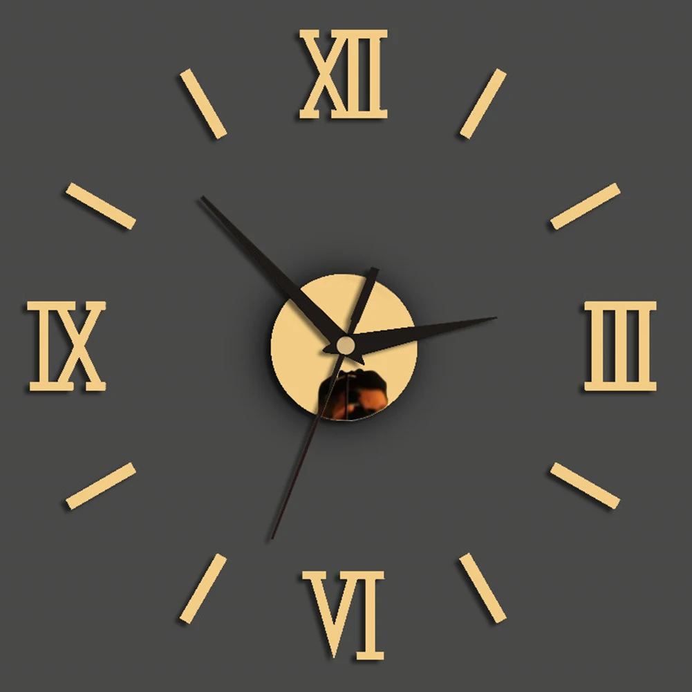 Римские цифры 3D наклейки съемные офисные настенные часы зеркало для дома