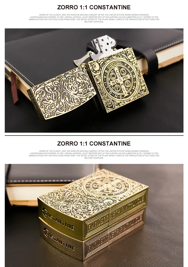 Керосиновая Зажигалка Zorro Constantine, винтажная керосиновая масляная зажигалка с подарочной коробкой, гаджеты для мужчин, керосиновая зажигалка, прикуриватель