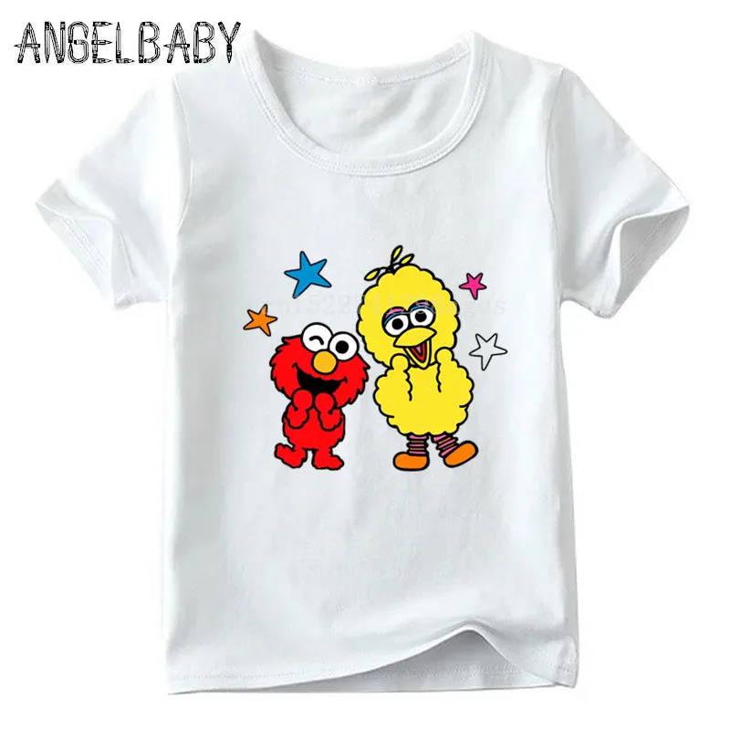 

Boys/Girls The Sesame Street Cartoon Print T-shirt Children Summer Tops Kids Cookie Monster and Elmo Funny Baby T shirt,ooo5255