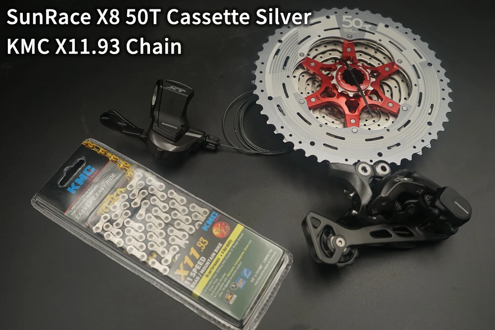 Shimano Deore XT M8000 11 speed Groupset задний переключатель SGS+ правый триггерный переключатель передач+ zracing& sunracing 11-50T 11-52T кассета - Цвет: X8 50T silver X11