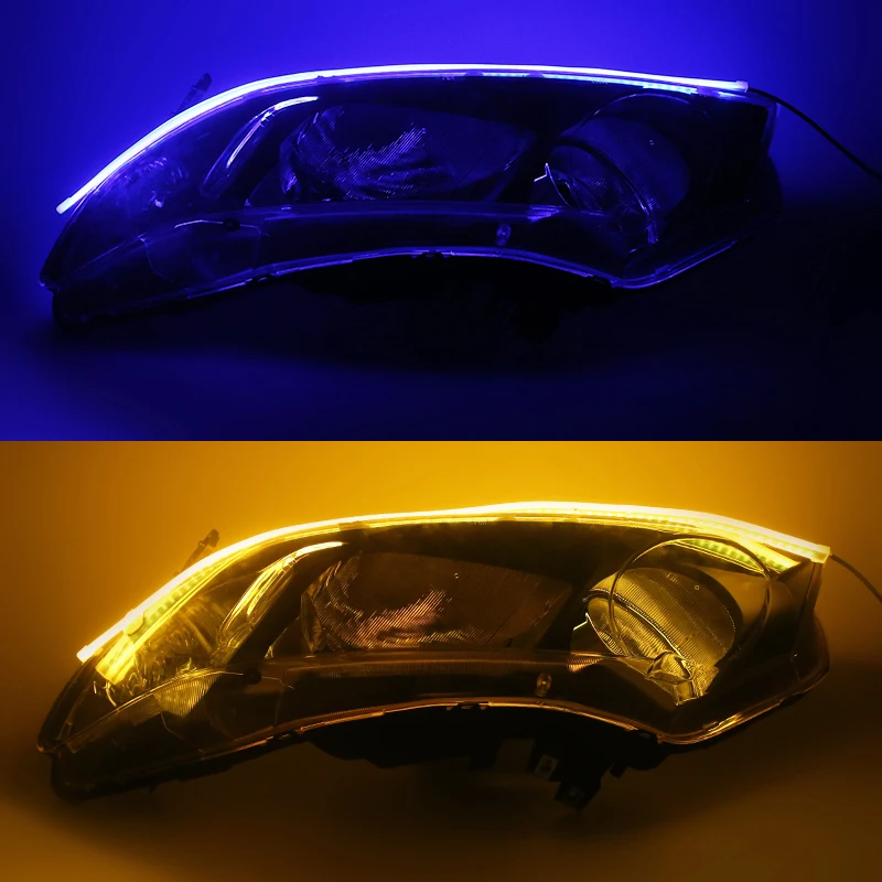 Blue turn Yellow 2 шт./компл. 30 см x 45 см/60 см Гибкая дневные ходовые огни Led Габаритные огни указатель поворота газа фары в сборе лампы авто тюнинг - Цвет: Blue turn Yellow