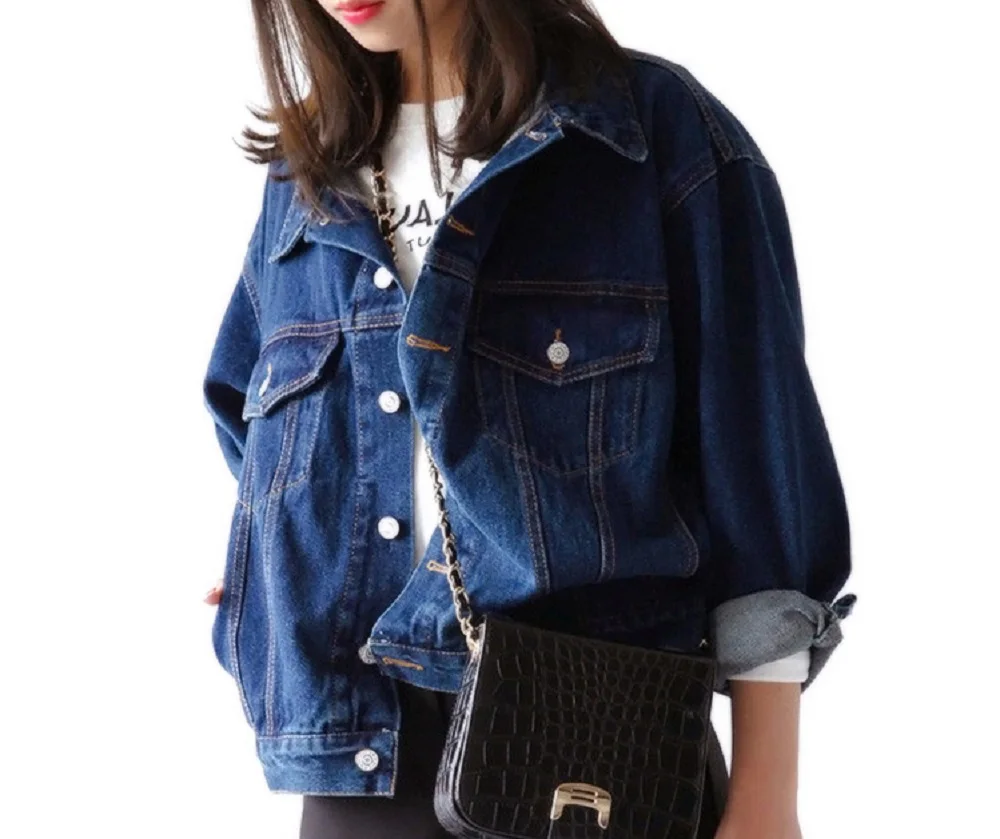 2017 модная женская джинсовая куртка дизайнерская повседневная короткая оверсайз