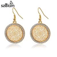 szelam 2019 jewelry tree drop earring for women vintage gold color crystal round earring fashion jewelry sne140389