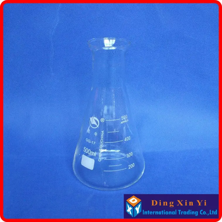 Стеклянная колба Erlenmeyer 500 мл стеклянная коническая фляжка лабораторное