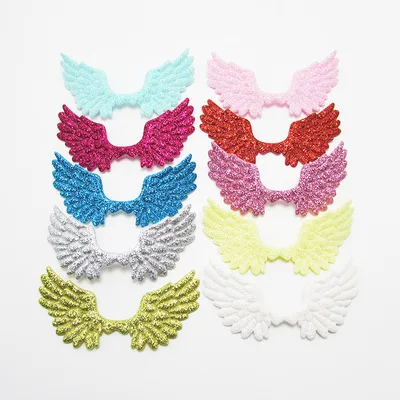 Sew on 7X4,3 см 40 шт./партия блестящие Крылья Ангела мягкие аппликации для украшения ткани, крылья ангела аксессуары для волос