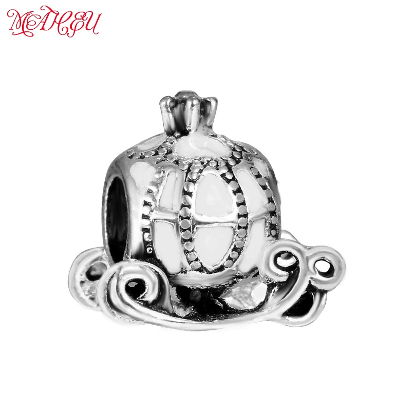European 6colors Cinderella's Enamel Pumpkin Sled Car Charm Beads Fit DIY Original Pan Bracelet Necklace Jewelry For Women Gift |