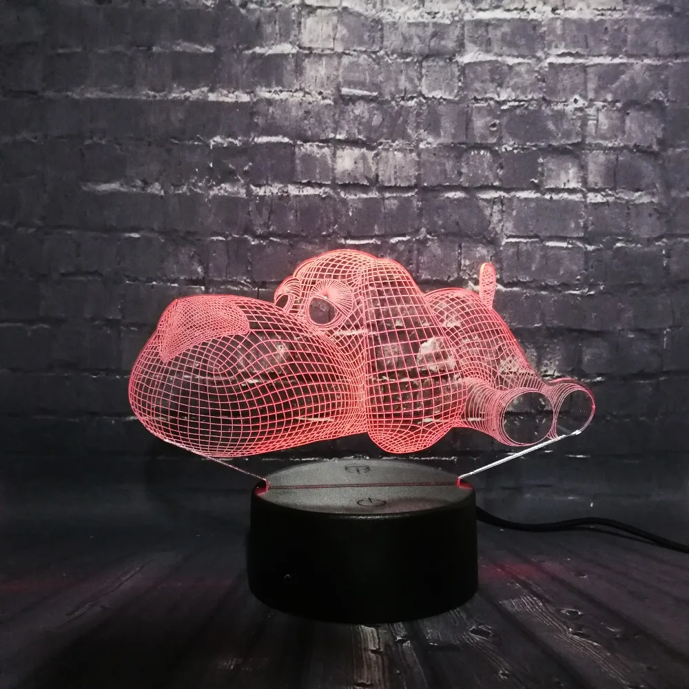 Собака Собачка милый 3D LED Ночник светильник украшение RGB USB лампа спальня спящий 7