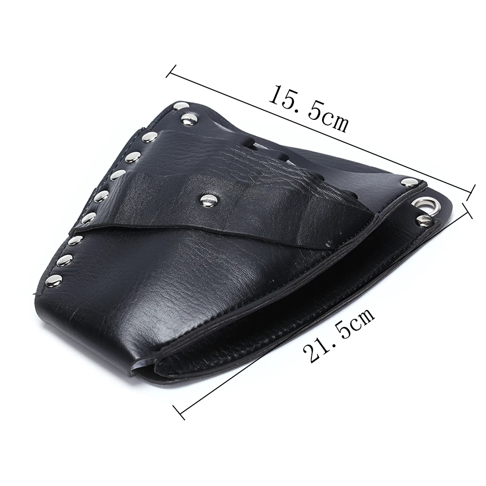 

1Pc Barber Hair Scissor Bag PU Leather Hairdressing Holster Pouch Holder Rivet Clips Bag with Waist Shoulder Belt Hair Tool