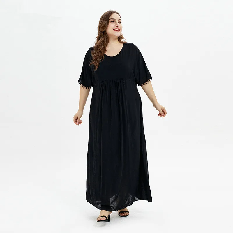 Летнее платье больших размеров L XXXL 2019 женские с коротким рукавом Свободные