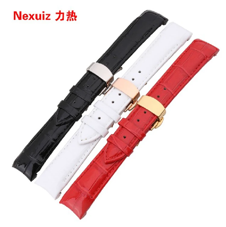 Новый ремешок для часов с изогнутым концом 18 мм Золотой раскладной застежкой