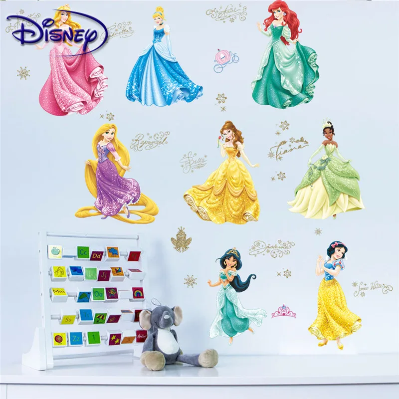 Disney наклейка принцесса Дети фон стены стикер гостиная комната стикеры|Наклейки