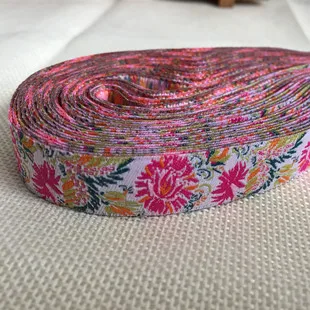 5/8 '(16 mmx5yards) цветки сливы тюльпаны розы тканые полиэстер Жаккардовая лента собака цепи аксессуары для ванной комнаты с ловкость для ошейник для собак