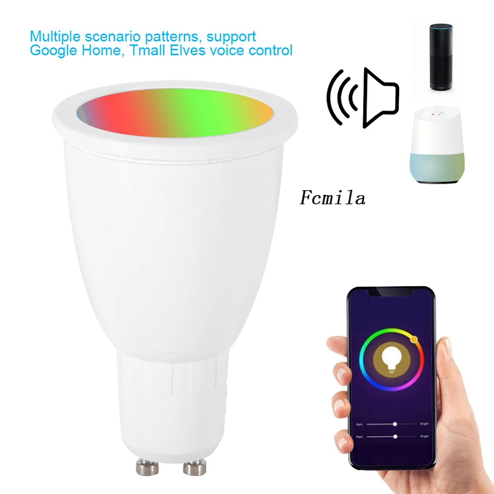 Умная Светодиодная лампа с Wi Fi светодиодная 7 Вт E27 G10 G5.3 совместима Google Home для