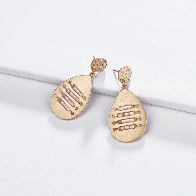 LUNA CHIAO Worn Gold Plating Water Drop Shape Metal Earring Women Fashion Statement Earrings | Украшения и аксессуары