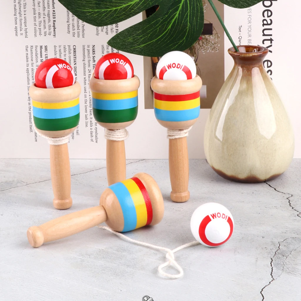 Набор из 2 японских классических деревянных игрушек чашка Kendama и мяч для