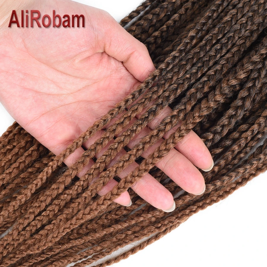 AliRobam, коробка, косички, вязанные волосы для наращивания, 22 корня, 14, 18, 22 дюйма, Омбре, коричневый, серый, красный, синтетические плетеные волосы, объемные, вязанные косички
