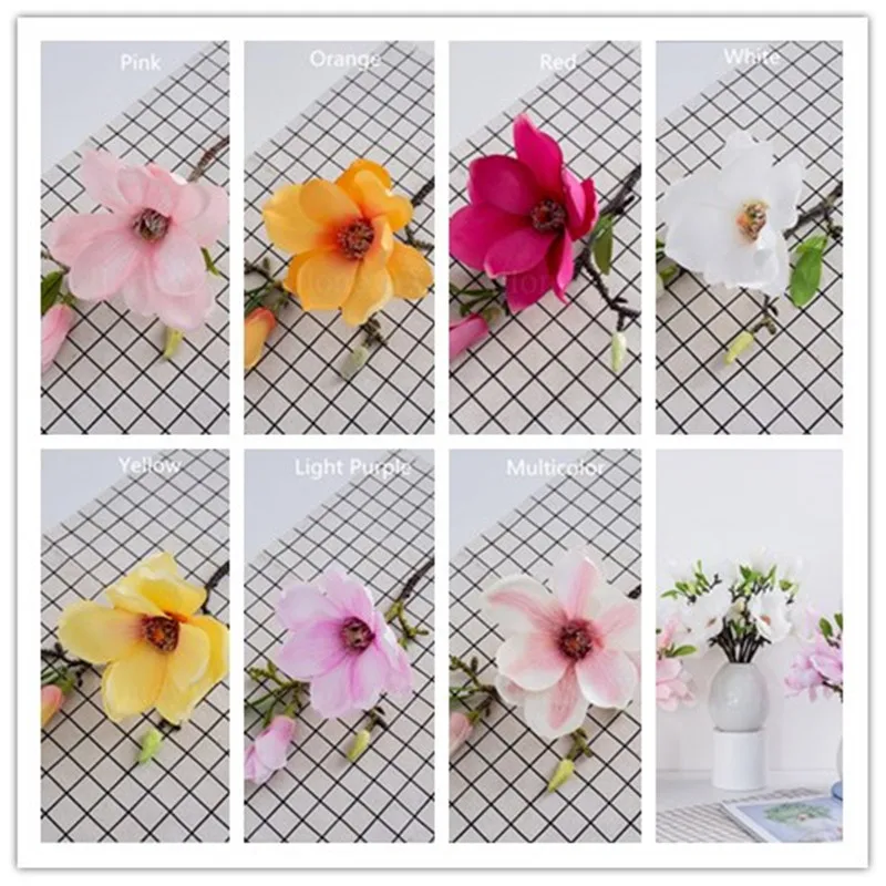 Artificial Magnolia Silk Flower Branch Fleur Artificielle Flores Arrange Table Wedding Home Decor Accessory | Дом и сад