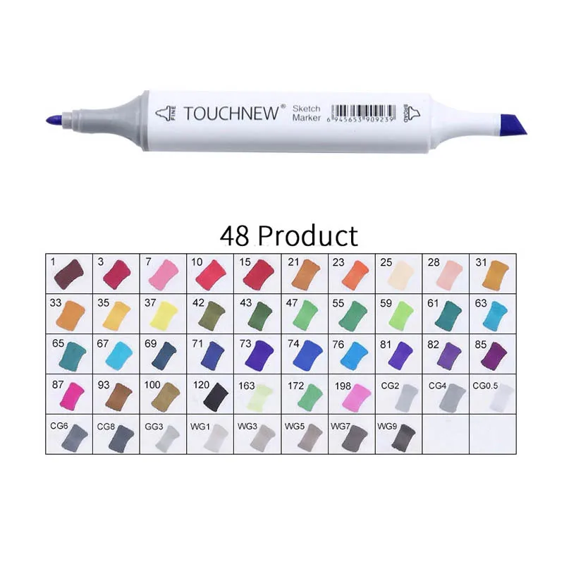 white 48 Product Touchnew Набор цветных копировальных маркеров спиртовые ручки, маркеры для рисования товары для рукоделия кисть манга для рисования акриловый дизайнерский набор ручек для студентов - Цвет: white 48 Product