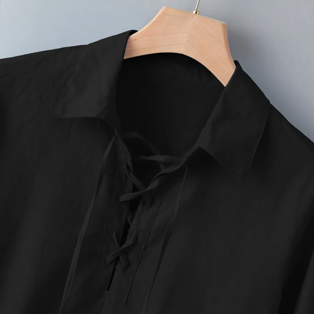 camiseta hombre, Мужская мешковатая рубашка из хлопка и льна с длинным рукавом, Ретро стиль, туника, топы, блузки, camisa social masculina