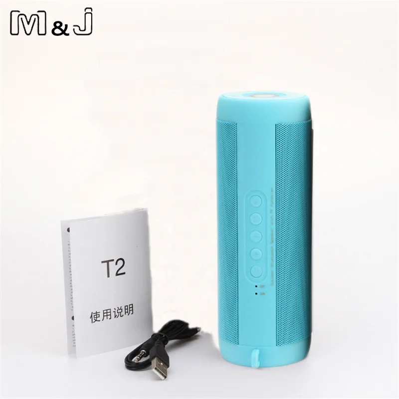 Blue No Box M& J T2 беспроводной лучший Bluetooth динамик водонепроницаемый портативный открытый мини Колонка коробка громкий динамик дизайн для iPhone Xiaomi - Цвет: Blue No Box