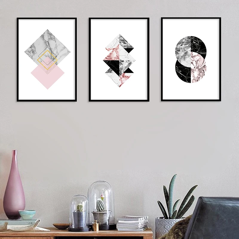 Абстрактные геометрические мраморные картины на холсте скандинавские плакаты