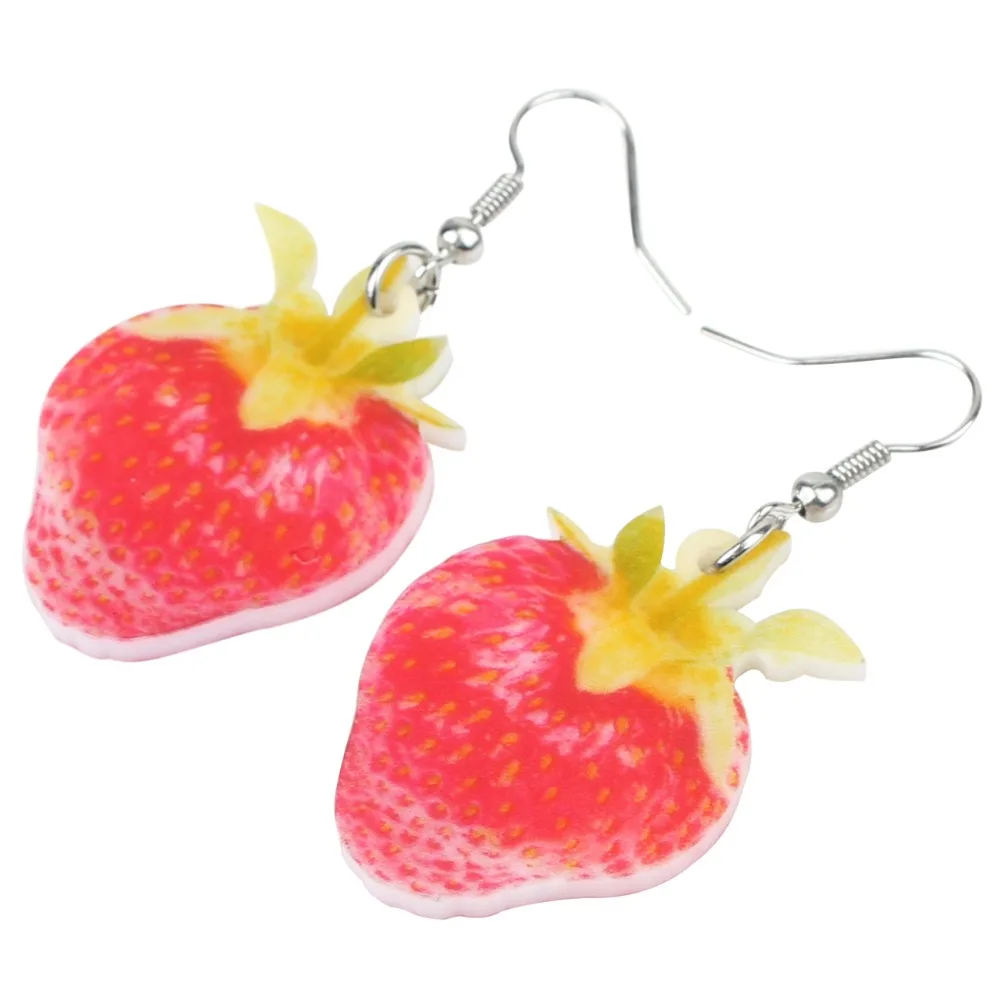 Bonsny Acrylic Sweet Strawberry Earrings Big Long Dangle Drop Cute Fruit Jewelry For Women Girls Ladies Teens Summer Accessory | Украшения