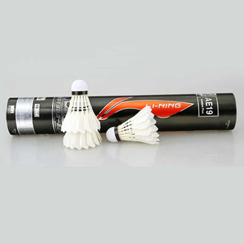 Оригинальный Волан Li Ning для бадминтона 12 шт./лот AE19 гусиное перо Battledore высокое