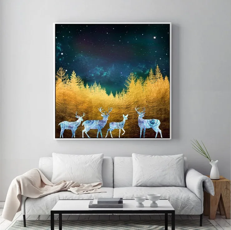 5D DIY Diamonds Diamond Embroidery Flower Elk Forest Embroidered Cross stitch Home Decoration Gift Night Time Wall Stickers | Дом и сад