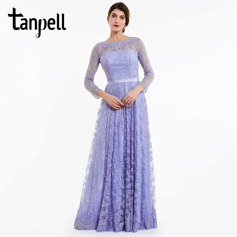 Женское длинное вечернее платье tanpelll лавандовое ТРАПЕЦИЕВИДНОЕ в пол с длинными