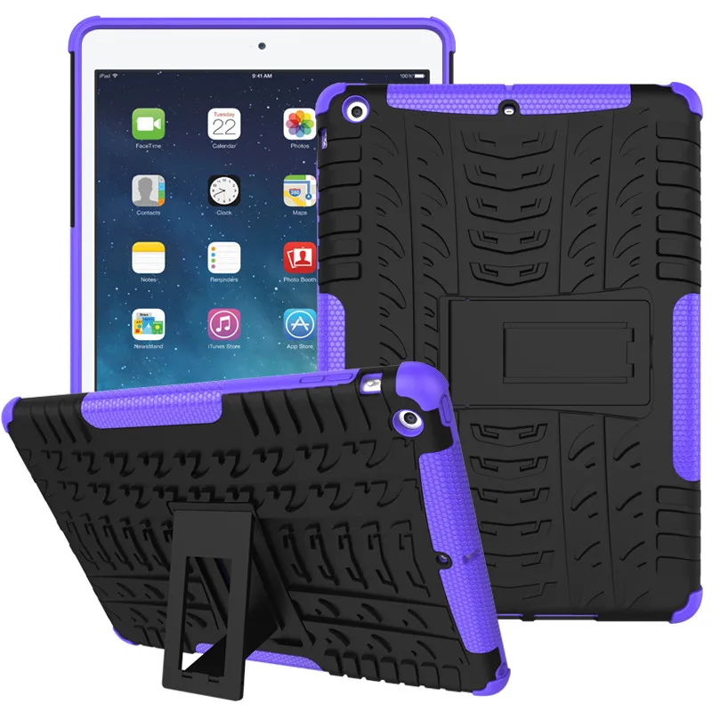 purple Сверхмощный ПК+ ТПУ ударопрочный защитный жесткий чехол для Apple iPad Air iPad 5 9,7 Стент чехол для планшета для iPad 5 A1474/A1475/A1476 чехол - Цвет: purple