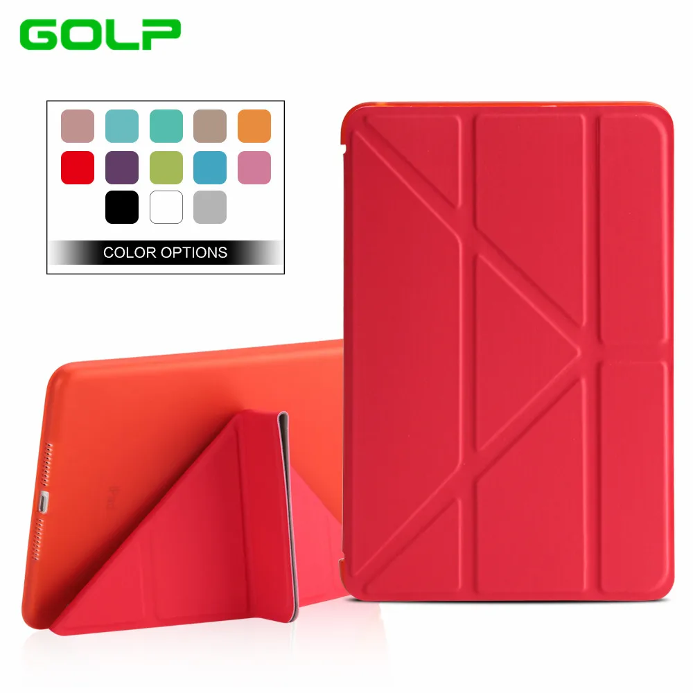 GOLP Чехол для ipad mini 4, чехол из искусственной кожи, мульти-складной смарт-чехол с подставкой, мягкий ТПУ задний флип-чехол для ipad mini 4, чехол - Цвет: Red