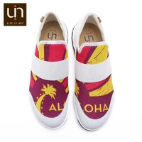 uin aloha design casual sneakers women microfiber leather slip on shoes for ladies breathable travel flats