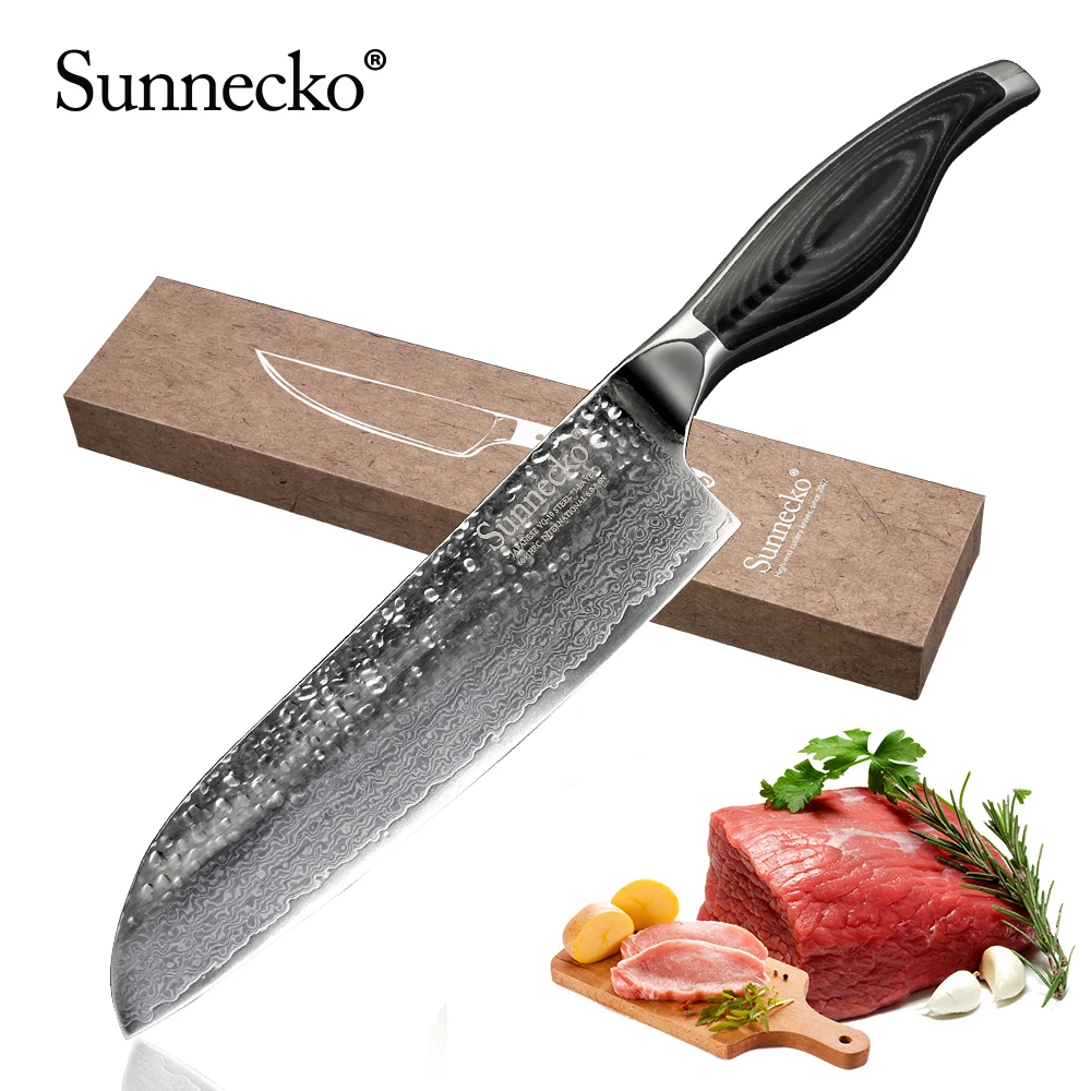 SUNNECKO 7 &quotдюймов Дамасские кухонные ножи Японский Сталь острое лезвие мясо овощей