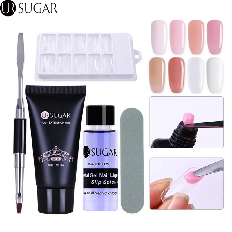 UR SUGAR 5 шт. поли набор для маникюра гель-лаком строительный УФ-гель удлинение кристально желе быстрое строительство ногтей Слип решение маникюрный набор для ногтей