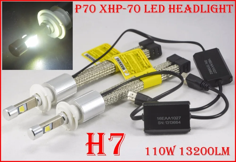 

1 Set H4 H7 H8 H9 H11 9005 9006 9012 H13 9004 9007 P70 LED Headlight 110W 13200LM Fanless XHP-70 Chips 5K 6K Auto Car Lamp Bulbs