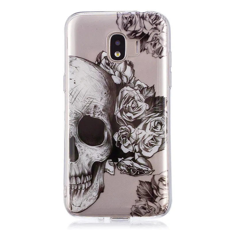 

Soft TPU Case Capinhas For Samsung Galaxy J2 Pro 2018 Cover Transparent Painting Butterfly High heels Penguin Skull Phone Cases