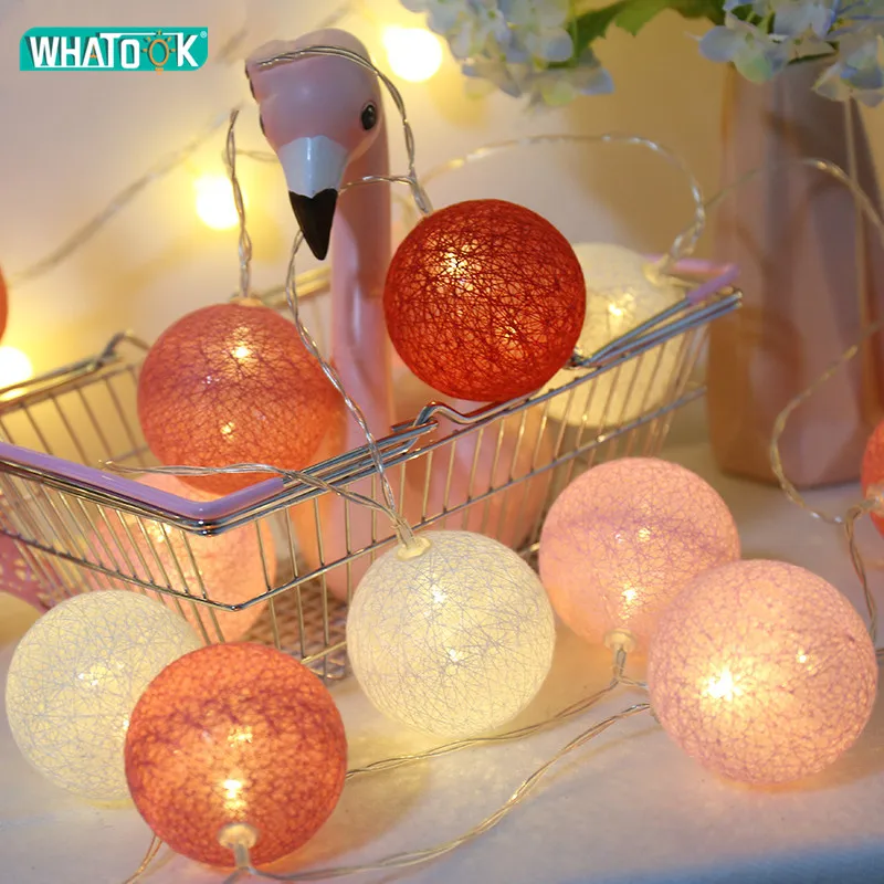 Светодиодная гирлянда с хлопковыми шариками комнатное и уличное освещение на