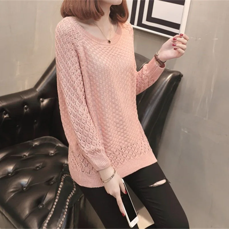 Ажурный летний вязаный тонкий пуловер топы повседневный женский свободный