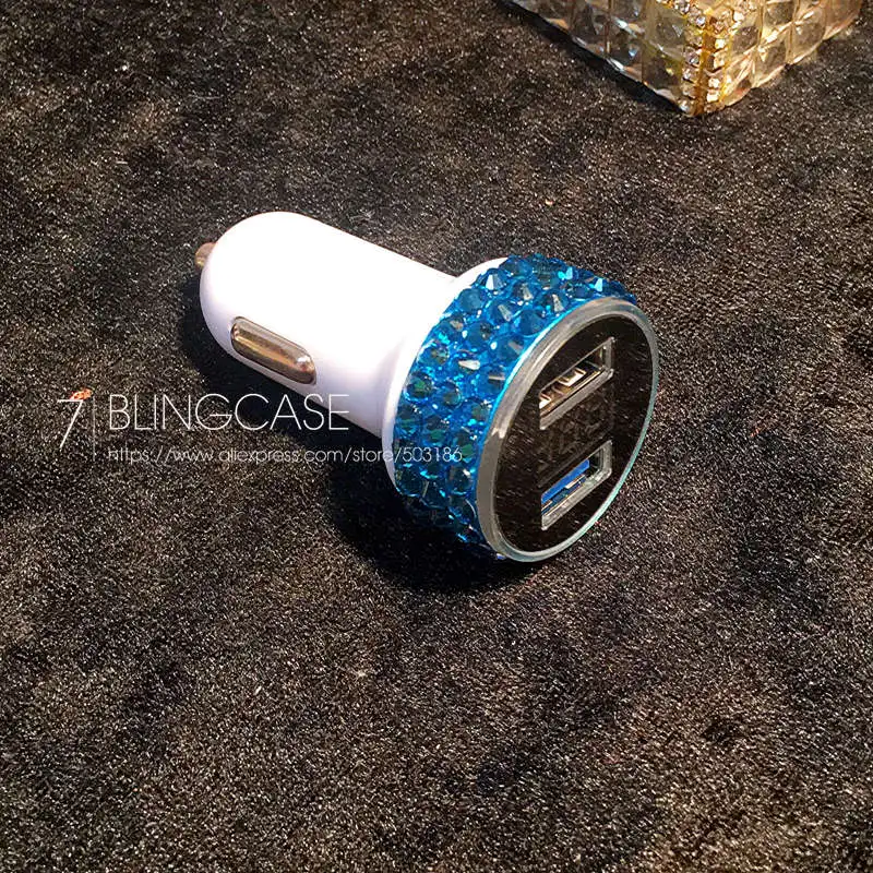 White-Blue Diamond 3.1A мини USB Автомобильное зарядное устройство для мобильного телефона планшет gps быстрое зарядное устройство автомобильное зарядное устройство двойной USB Автомобильное зарядное устройство адаптер в автомобиле - Тип штекера: White-Blue Diamond
