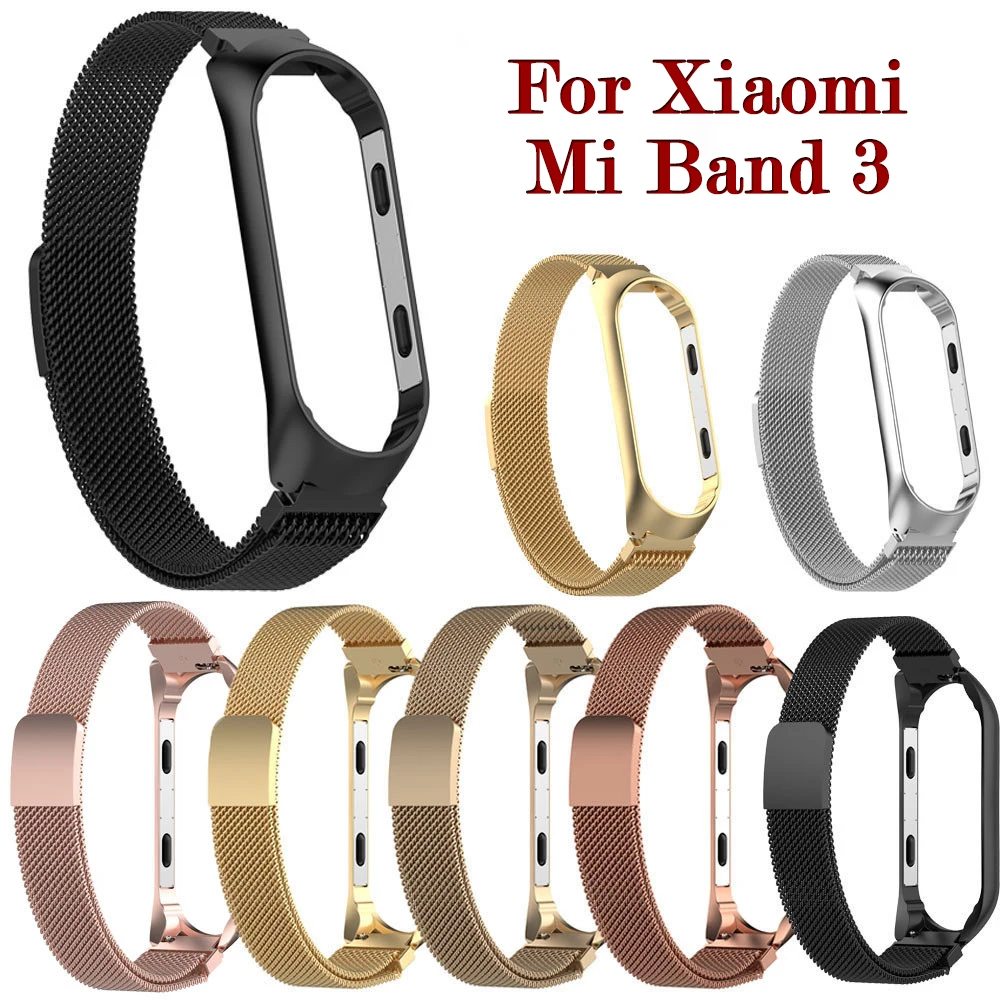 Роскошный ремешок на запястье для Xiaomi mi Band 3 xiomi xaomi Xia mi band band3 mi lanese магнитные стальные браслеты из нержавеющей стали