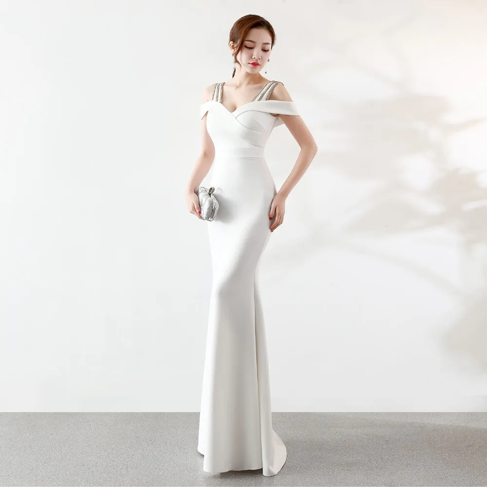 Corzzet Women Vestidos Sexy Off Shoulder V-Neck Slim Backless Zipper Mermaid Dress Elegant Night Club Evening Party Long Dresses | Женская
